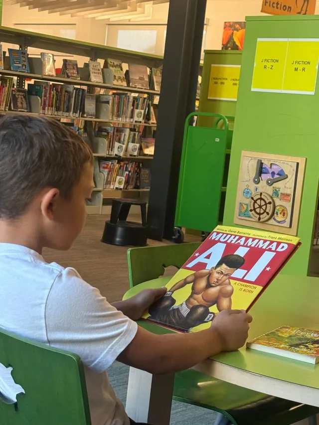 Student reading quietly during after-school enrichment in Brentwood, CA